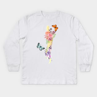 Floral Spine Anatomy Kids Long Sleeve T-Shirt